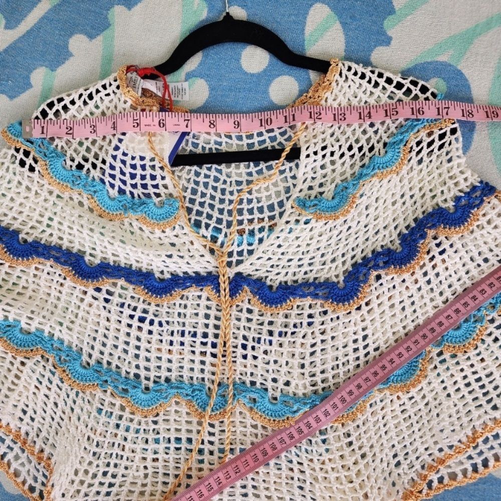 Revolve My Beachy Side Boho Cream Gold Blue Rima Crochet Top Size Small NWT! - Picture 7 of 13